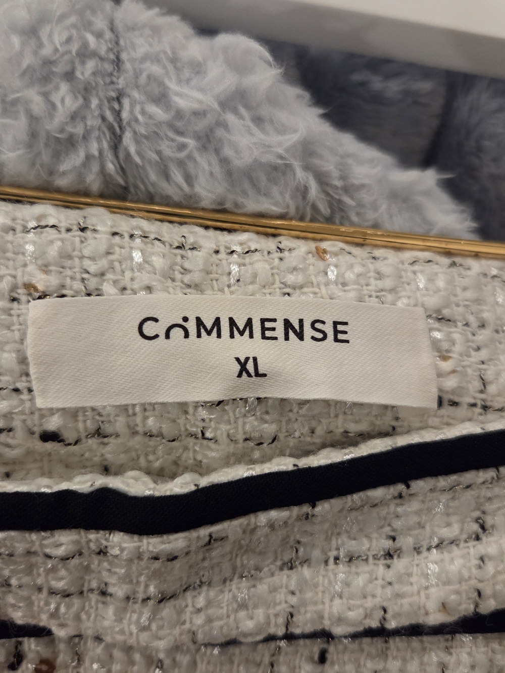 Commense Wide Leg Tweed Pants in Ivory with Black Trim Nwot - Picture 3 of 3